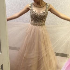 Peachy  nude color prom dress
